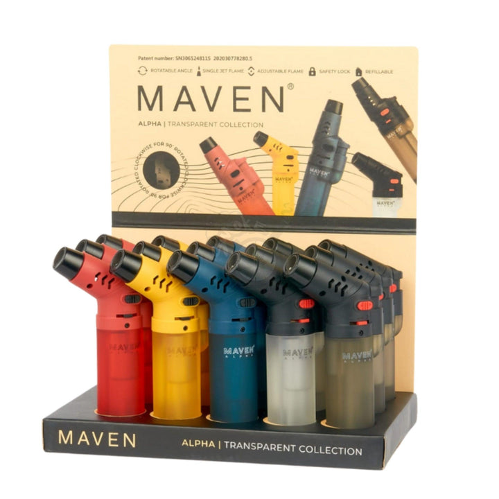 Maven Alpha Transparent Torch Lighters - SmokeTime