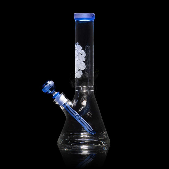 Milkyway Glass 14" Coat Of Arms Beaker Blue (MK-038) - SmokeTime