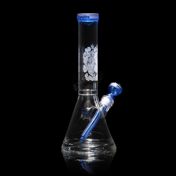 Milkyway Glass 14" Coat Of Arms Beaker Blue (MK-038) - SmokeTime