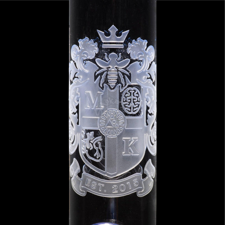 Milkyway Glass 14" Coat Of Arms Beaker Blue (MK-038) - SmokeTime