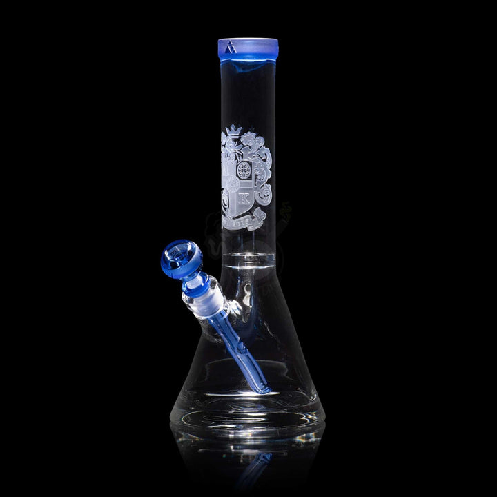 Milkyway Glass 14" Coat Of Arms Beaker Blue (MK-038) - SmokeTime