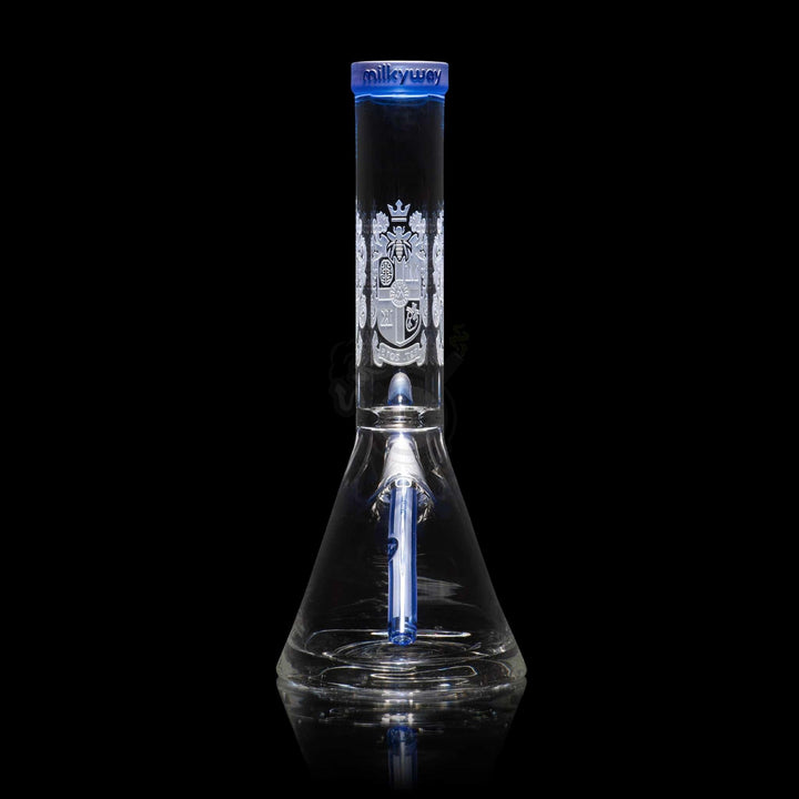 Milkyway Glass 14" Coat Of Arms Beaker Blue (MK-038) - SmokeTime