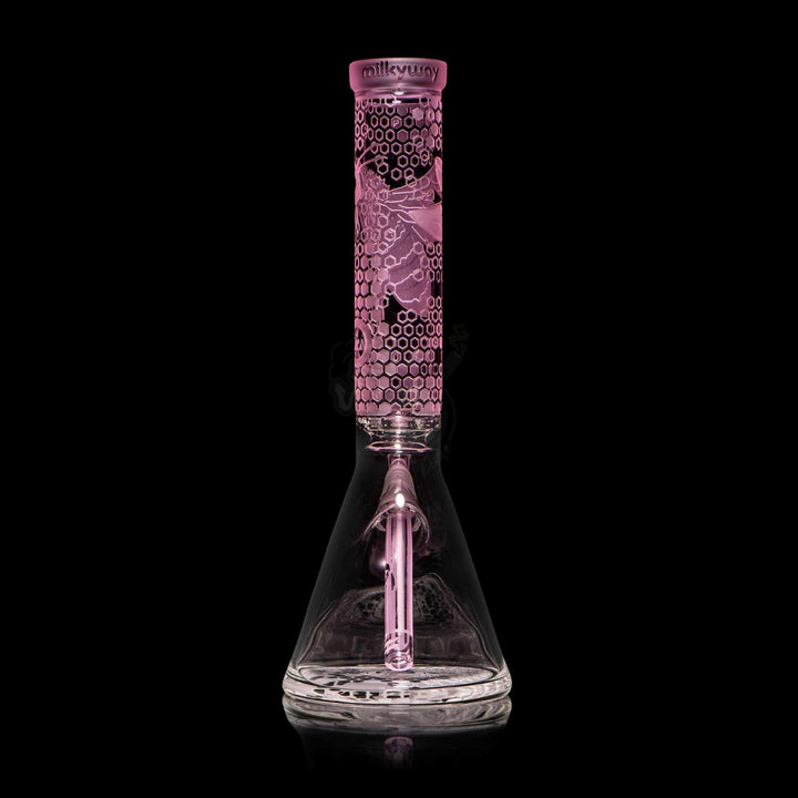 Milkyway Glass 15" Pink Bee Hive Beaker (MK-105) - SmokeTime