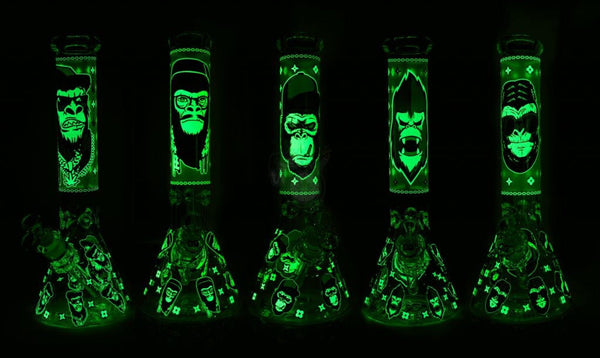 OG-551 14” 7mm Glow in the Dark Beaker - SmokeTime