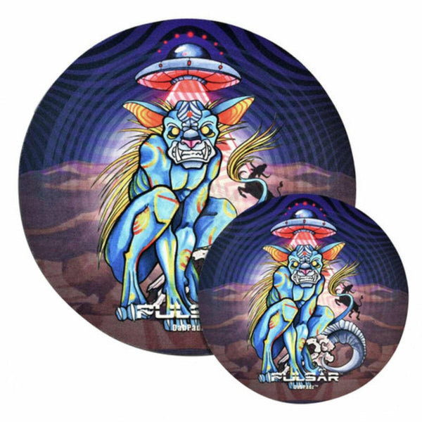 Pulsar DabPadz 8" Round Fabric Top 1/4" Thick - Psychedelic Chupacabra - SmokeTime