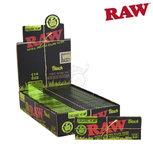 RAW Black Organic Hemp 1-1/4 Size 50/pack - SmokeTime