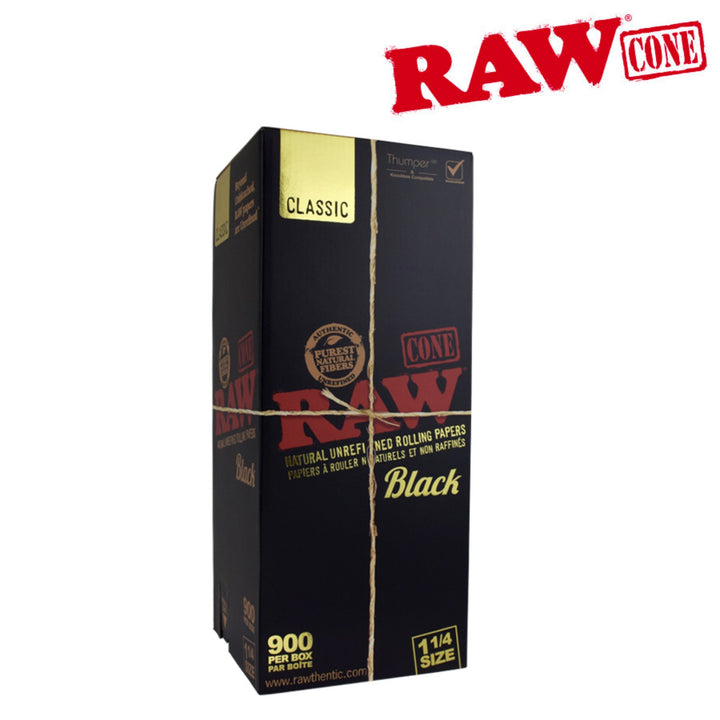 RAW BLACK PRE-ROLLED CONES 1¼ SIZE – BOX/900 - SmokeTime