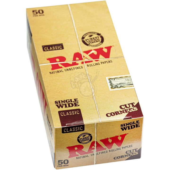 RAW Classic Cut Corners Single Wide 50/pack - SmokeTime