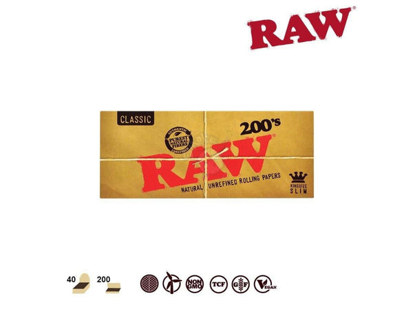 RAW Classic King Size Slim 200's - SmokeTime
