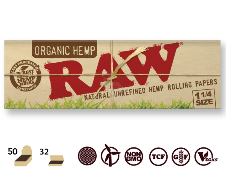 RAW Organic Hemp 1-1/4 Size 32/pack - SmokeTime