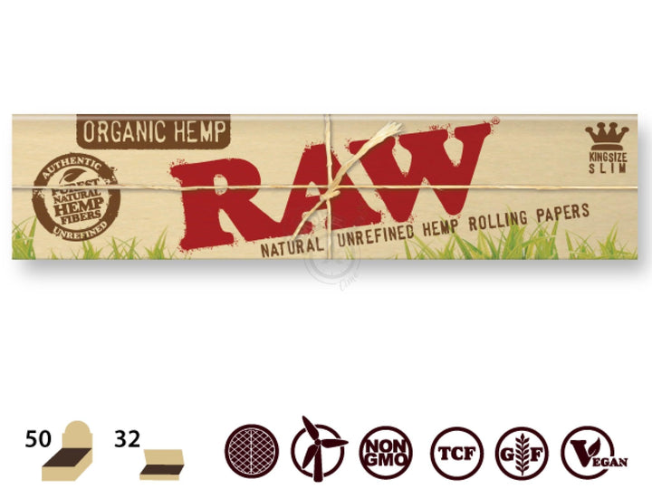 RAW Organic Hemp King Size Slim 32/pack - SmokeTime