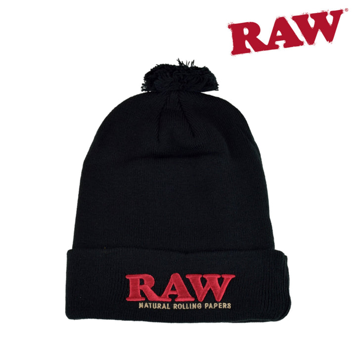 RAW POMPOM HAT BLACK / BROWN - SmokeTime