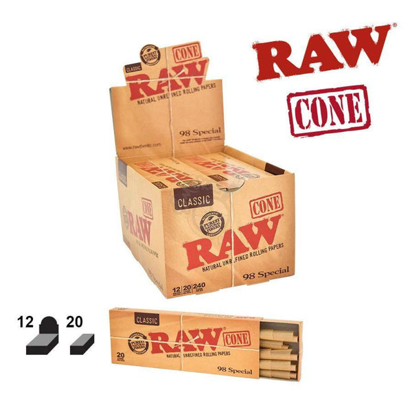 RAW Pre-Rolled Cones 98 Special 20 Cones per Pack - SmokeTime