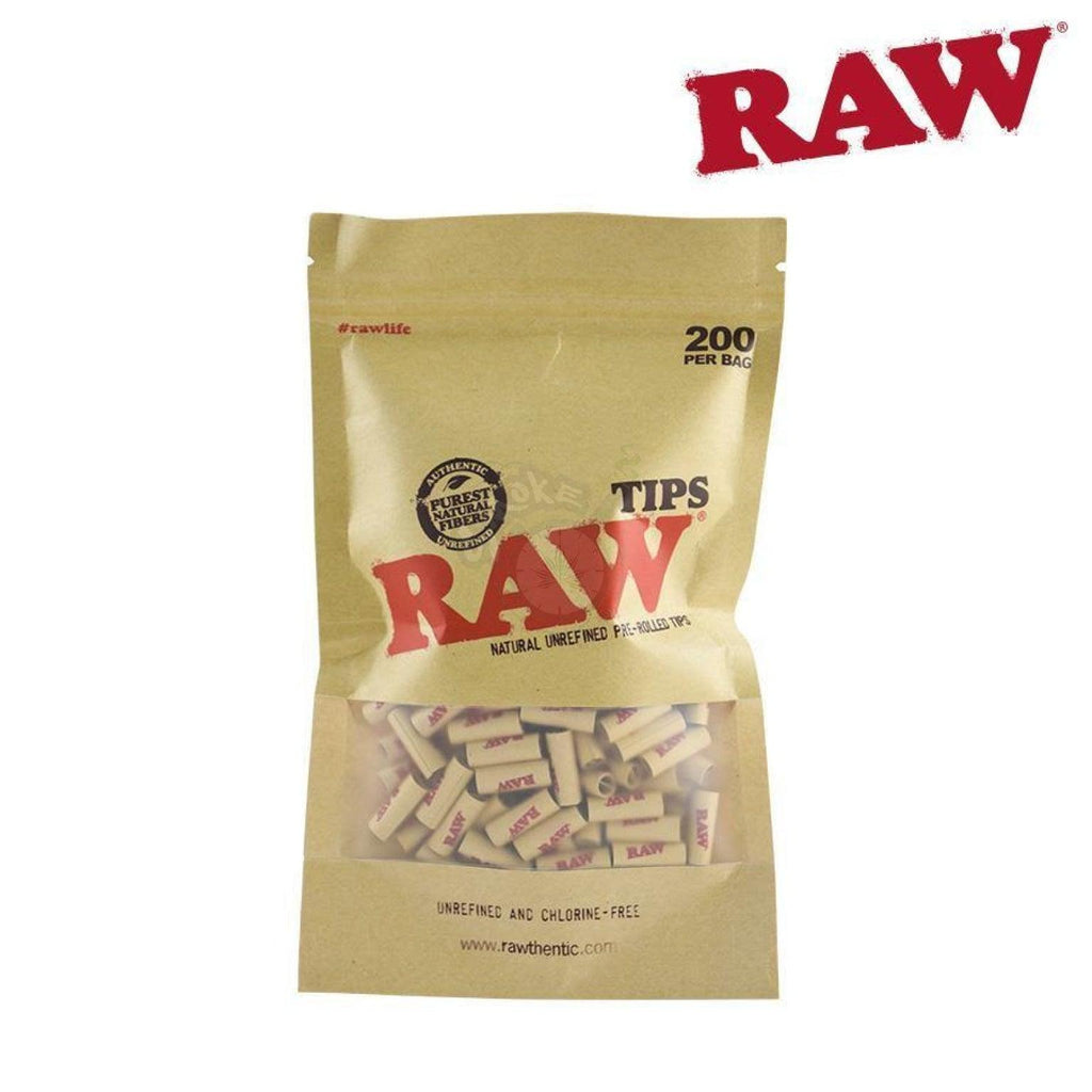 RAW Tips Pre-Rolled Un-Bleached 200/pack – SmokeTime