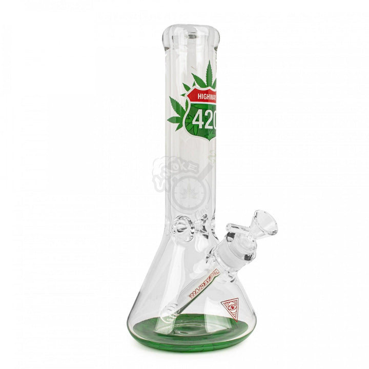 Red Eye Glass 12" 7mm Thick Highway 420 Beaker (REG054) - SmokeTime