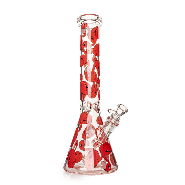 Red Eye Glass 15" Flamingo Floaty Beaker Water Pipe (REG082) - SmokeTime