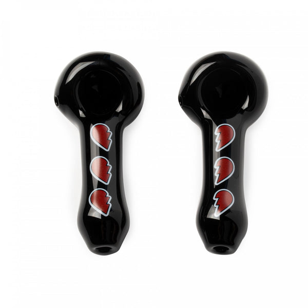 Red Eye Glass 3.75" Hearts Hand Pipe Set (Pack of 2) (3235) - SmokeTime