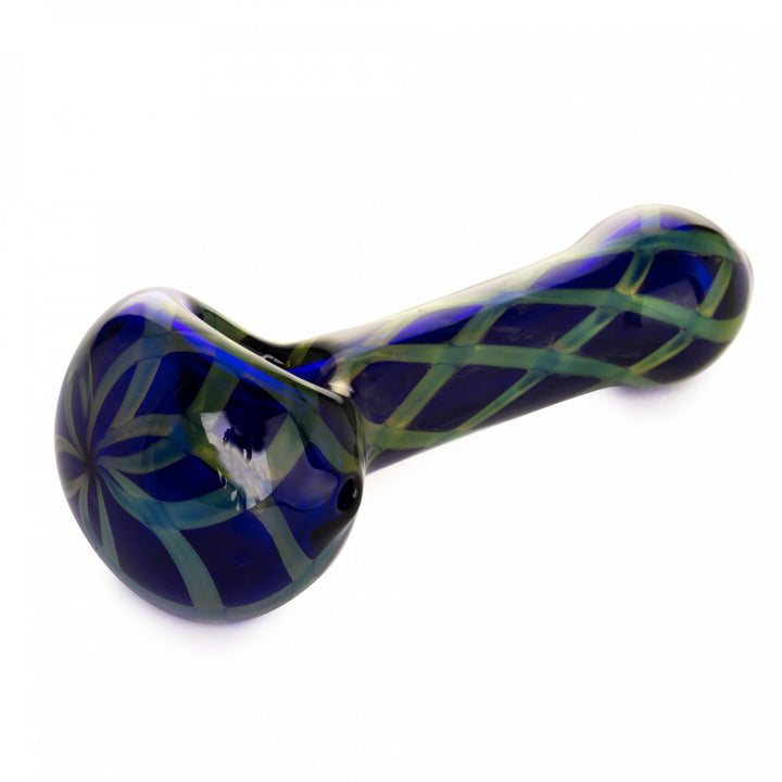 Red Eye Glass 4 4.5" Crosshatch Spoon Hand Pipe (3258) - SmokeTime