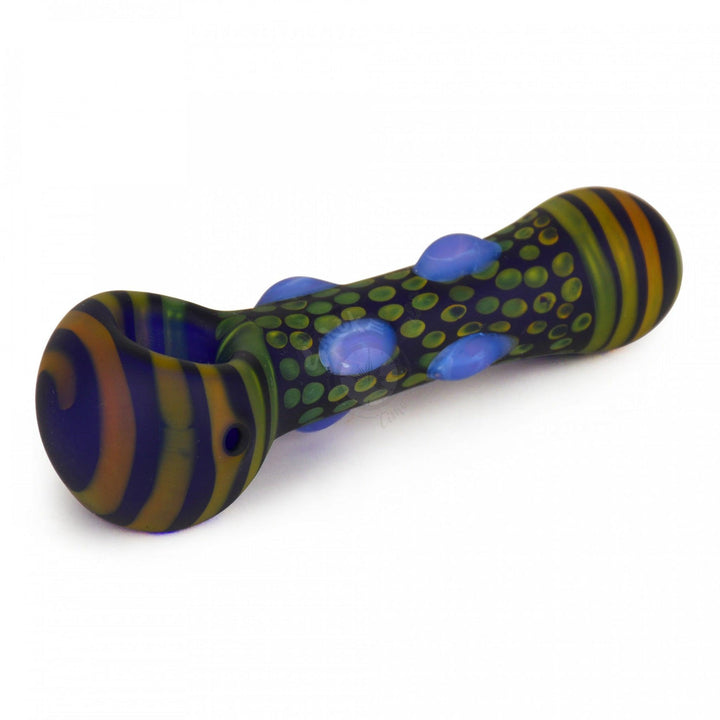 Red Eye Glass 4.5" Frosted Colour Dots Hand Pipe - SmokeTime