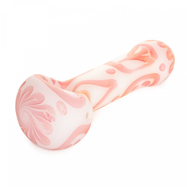 Red Eye Glass 4.5" Frosted Peace, Love & Happiness Spoon Hand Pipe (3253) - SmokeTime