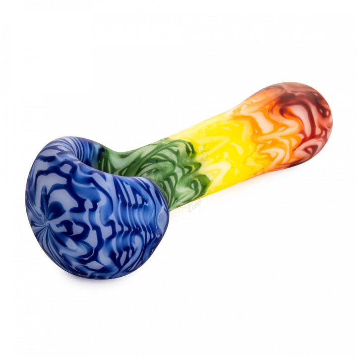 Red Eye Glass 4.5" Frosted Rainbow Spoon Hand Pipe (3255) - SmokeTime