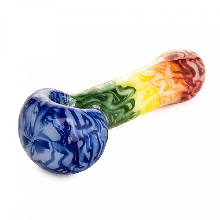 Red Eye Glass 4.5" Rainbow Spoon Hand Pipe (3254) - SmokeTime
