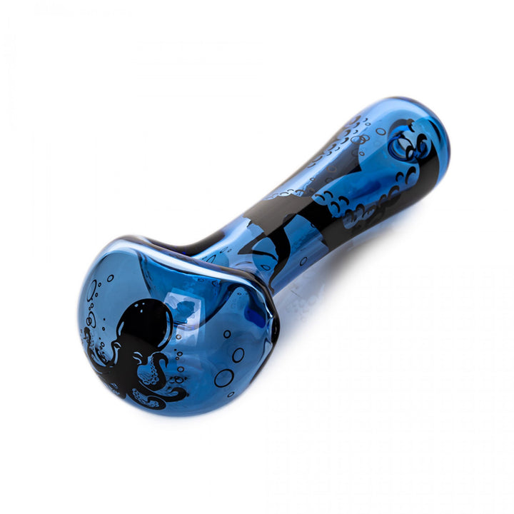 Red Eye Glass 4.5" Sapphire Blue Octopus Spoon Hand Pipe (3299) - SmokeTime