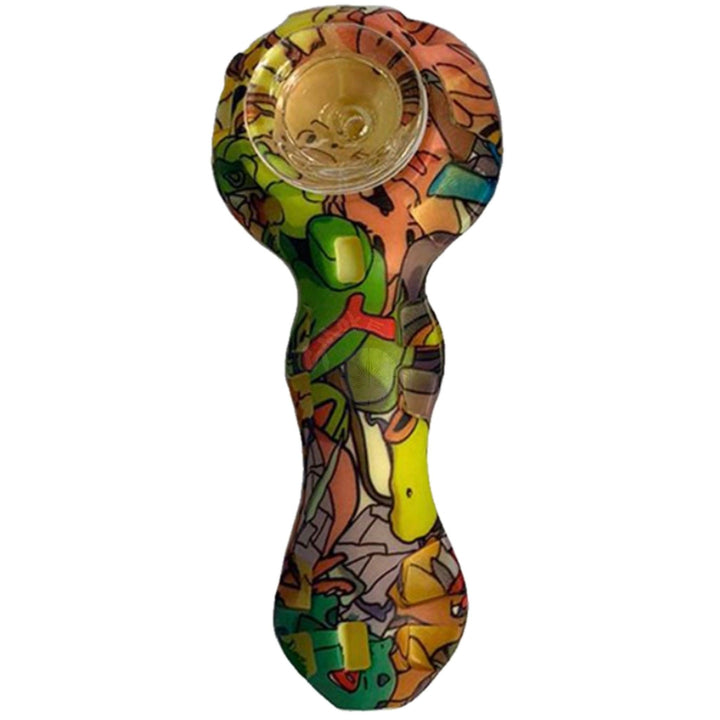 Silicone Spoon Handpipe with Grafitti Design 11CM (HP009P) - SmokeTime