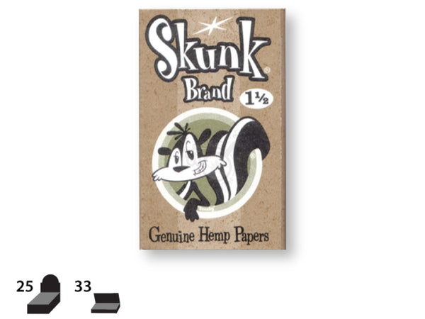 Skunk Brand Rolling Papers - 1-1/2 Size - Genuine Hemp 33/pack - SmokeTime