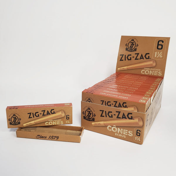 Zig-Zag Unbleached 1 1/4 Pre-Rolled Cones 6/pack - SmokeTime