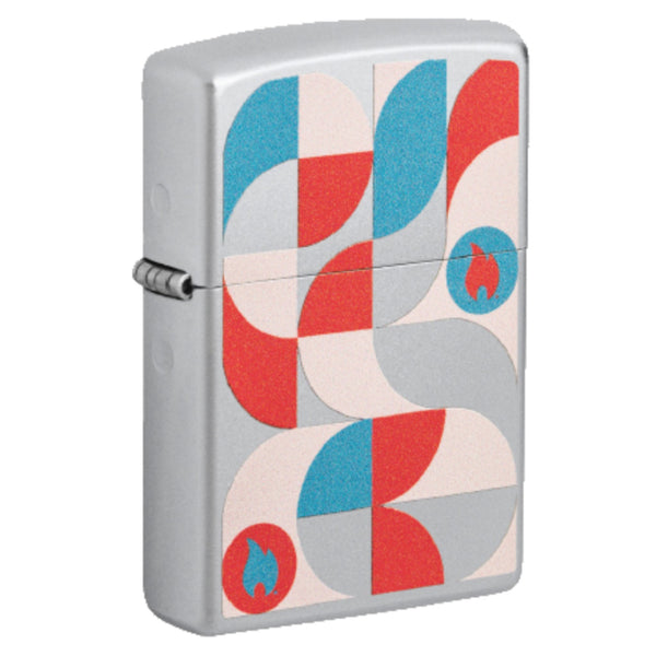 ZIPPO SATIN CHROME GEOMETRIC DESIGN - SmokeTime