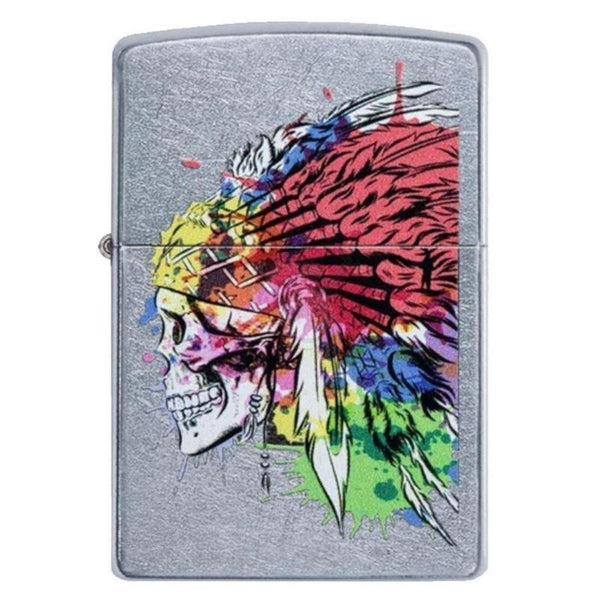 Zippo Skull With Headdress - SmokeTime